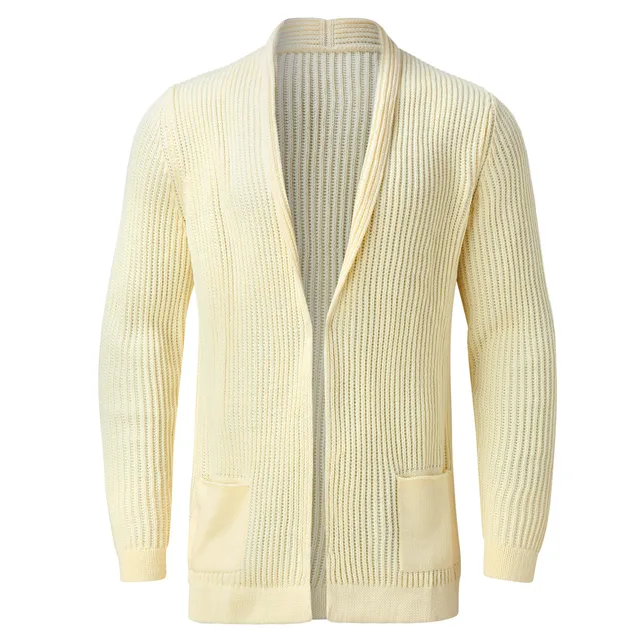 Men's British Cardigan Autumn And Winter Long Sleeve Pullover Cardigan Sweater Coat Blouse Solid Color Thick Sweater Coat 2