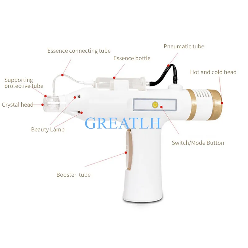 

Nano Meso Gun Facial Water Injection Machine 3Color lights Skin Rejuvenation Hydrolifting Microcrystal With hot/cold hammer