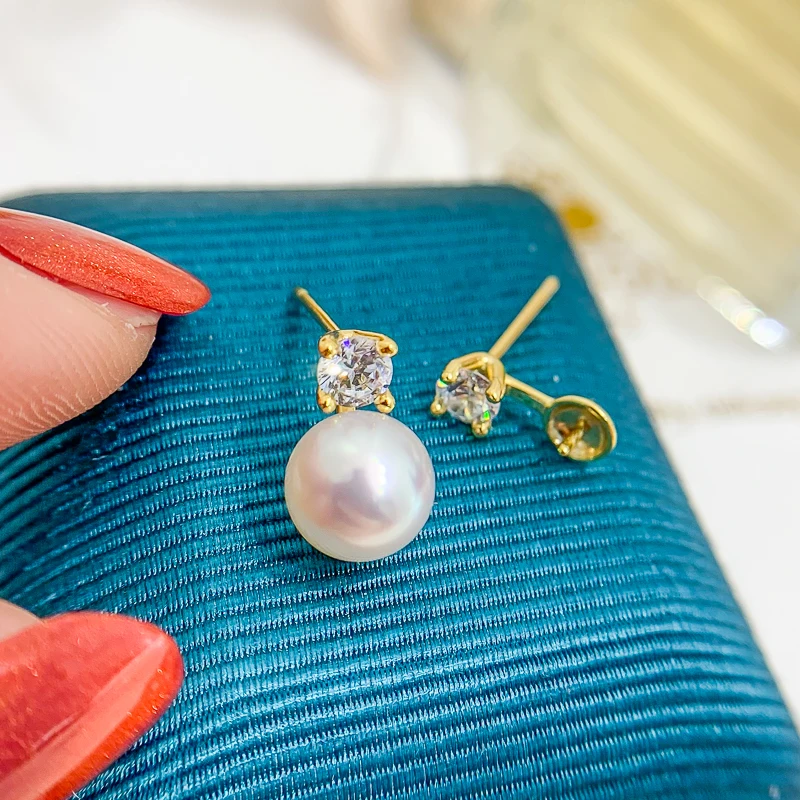 Wholesale Classic Princess Style Stud Earrings Fittings Women DIY Jewelry Making For Pearl Jewelry