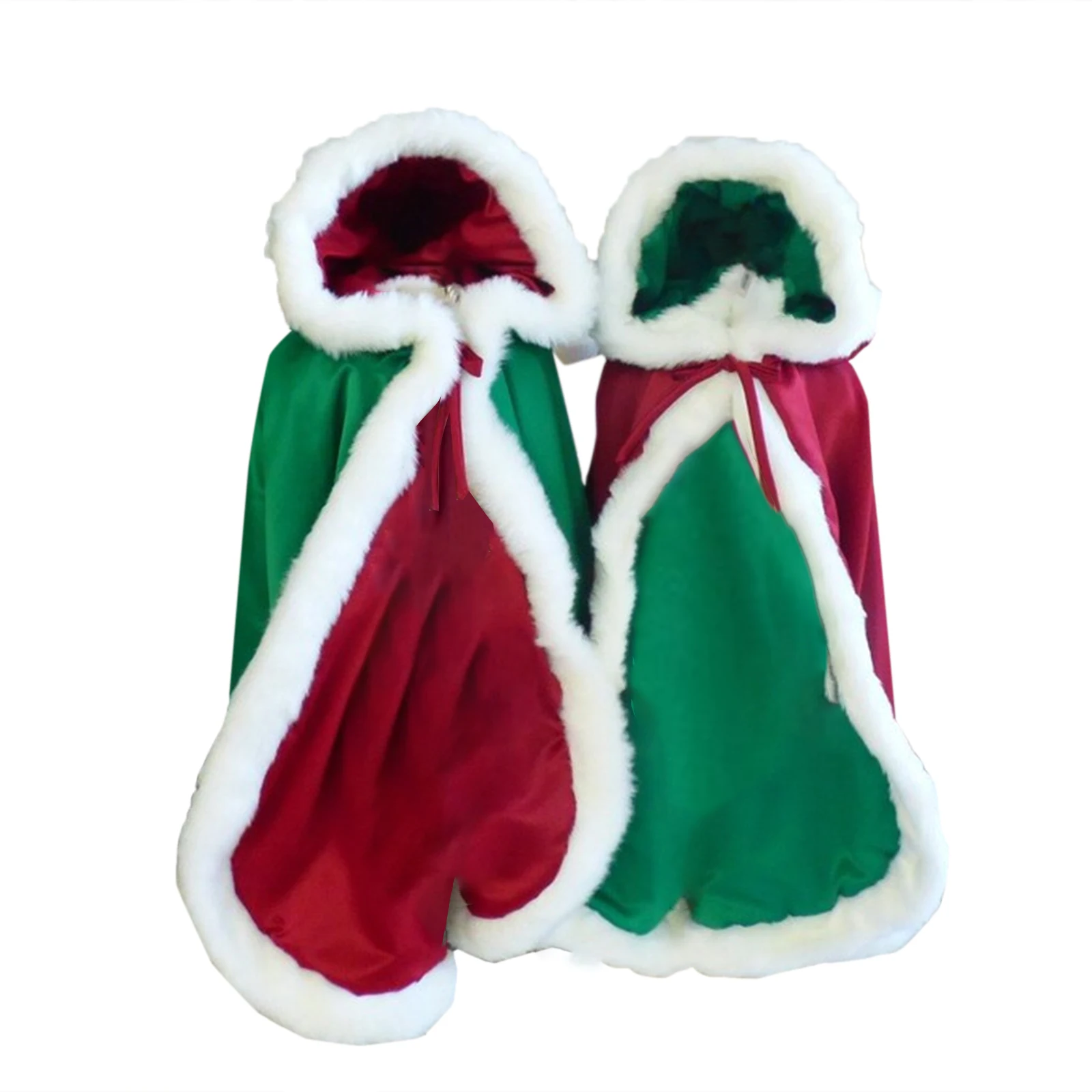 Toddler Baby Girls Boys Christmas Cloak Winter Warm Fluffy Fur Trim Hood Cloak Holiday Birthday Xmas Party Cape Cosplay Costume