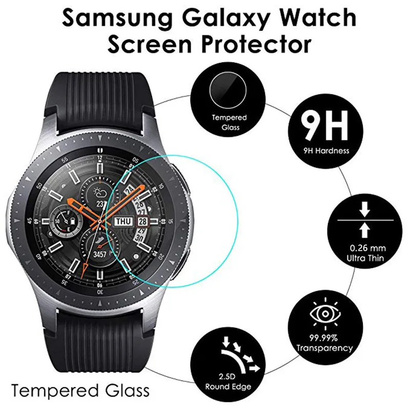 2 шт закаленное стекло для samsung Galaxy Watch 42 мм 46 мм Версия защитная пленка для экрана+ набор для очистки