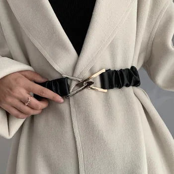 Fashion Elastic Belts For Women High Quality Designer Triangle Buckle Waist Strap Lady Dress Coat Sweater Decorative Waistband 1