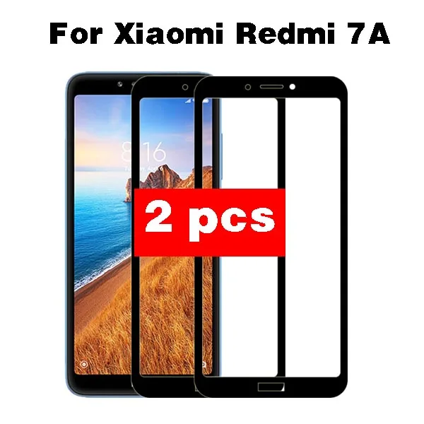 2 шт. Защитная пленка для экрана для xiaomi redmi 7a из закаленного стекла красная mi 7 a Бронированная пленка xiomi redmi 7a mi 7a mi на защитном стекле tremp - Цвет: black