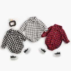 Body chemise à carreaux pour nouveau né, barboteuse d'automne pour bébé, manches longues, vêtements Cool pour garçon 