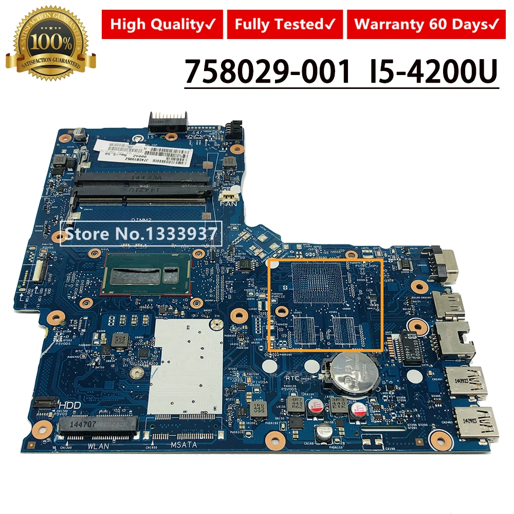 remarkable  For HP 350 G1 G2 350-G1 Laptop Motherboard 6050A2608301-MB-A05 SR170 i5-4200U 758029-001 758029-501