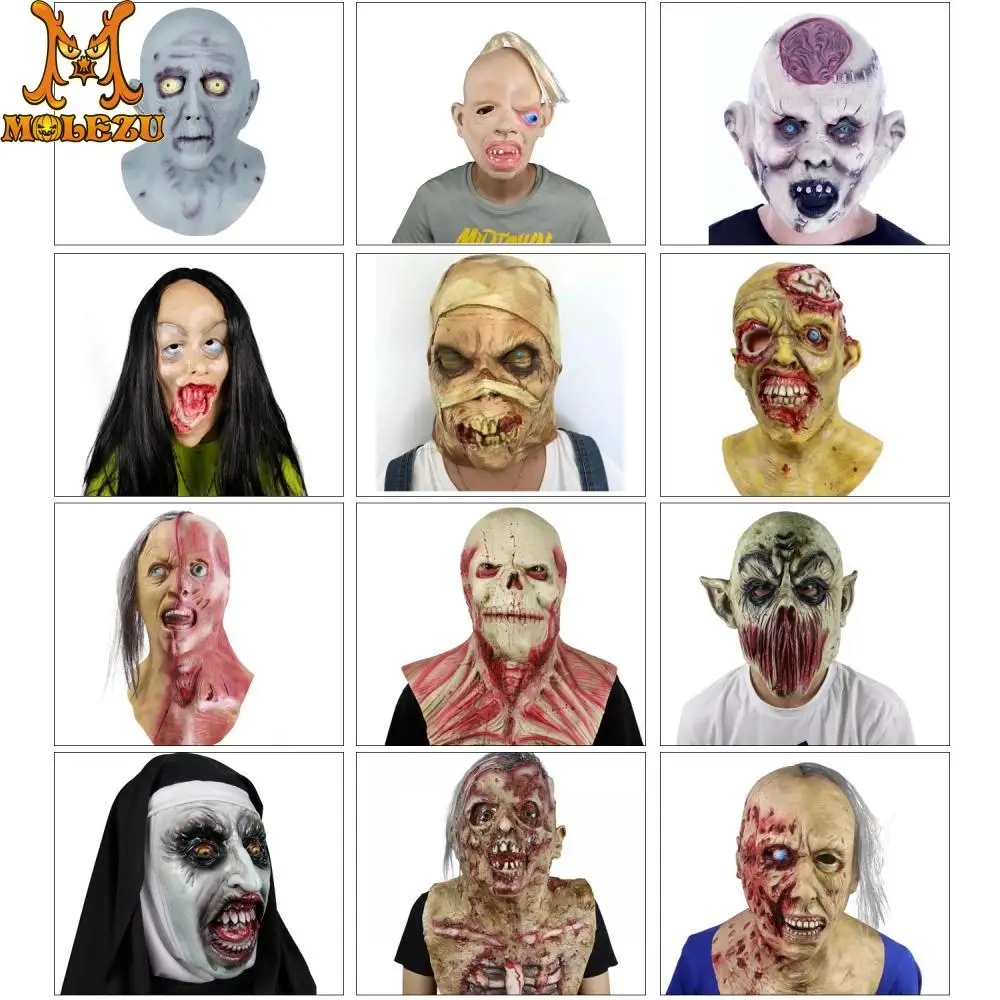 Страшная маска Molezu Ghost Ghoul латексный страшный костюм зомби Ходячие мертвецы
