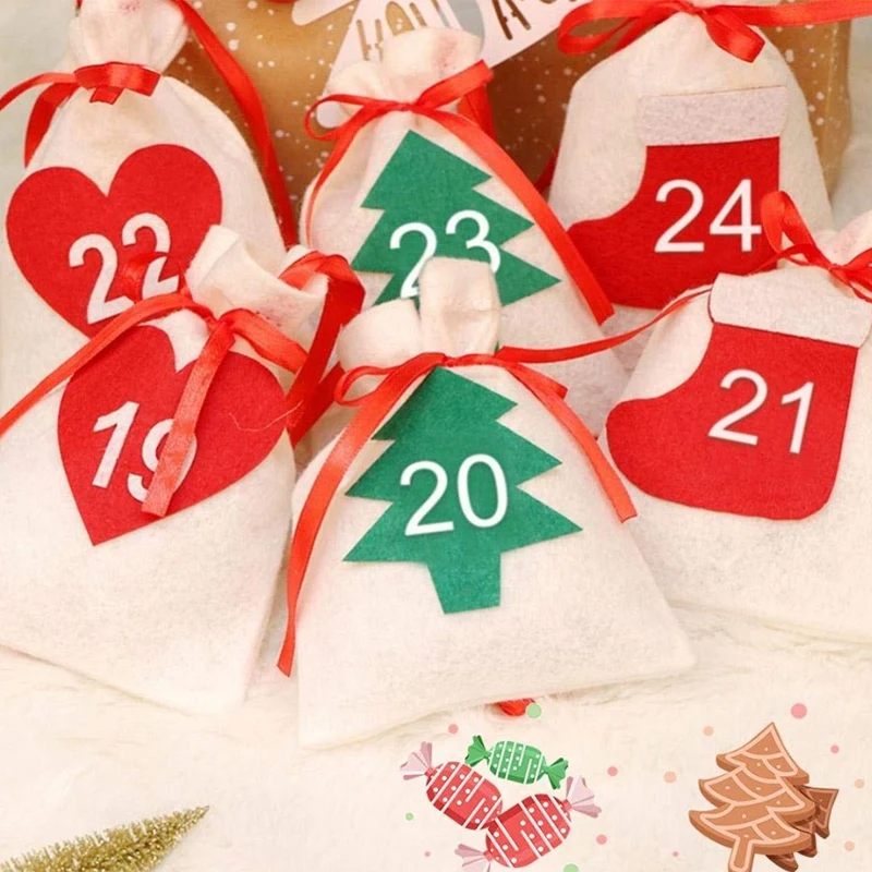Promotion! Christmas Advent Calendar 11X16cm Gift Bag DIY Felt Countdown Calendar Date 1-31 New Year Christmas Decor