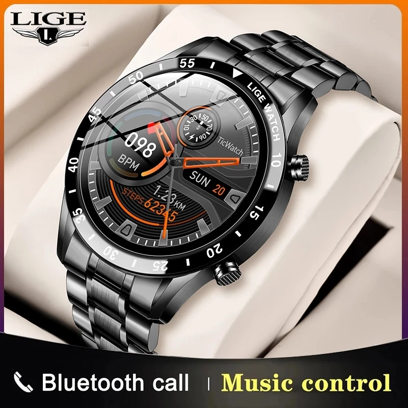 LIGE 2021 New Smart Watch Men Full Touch Screen Sports Fitness Watch IP68 Waterproof Bluetooth For Android ios smartwatch Mens