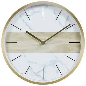 

Nordic Style Metal Marble Minimalist Wall Clock Design Simple Silent Wood Modern Wall Clock Reloj Pared Home Decor BW50WC