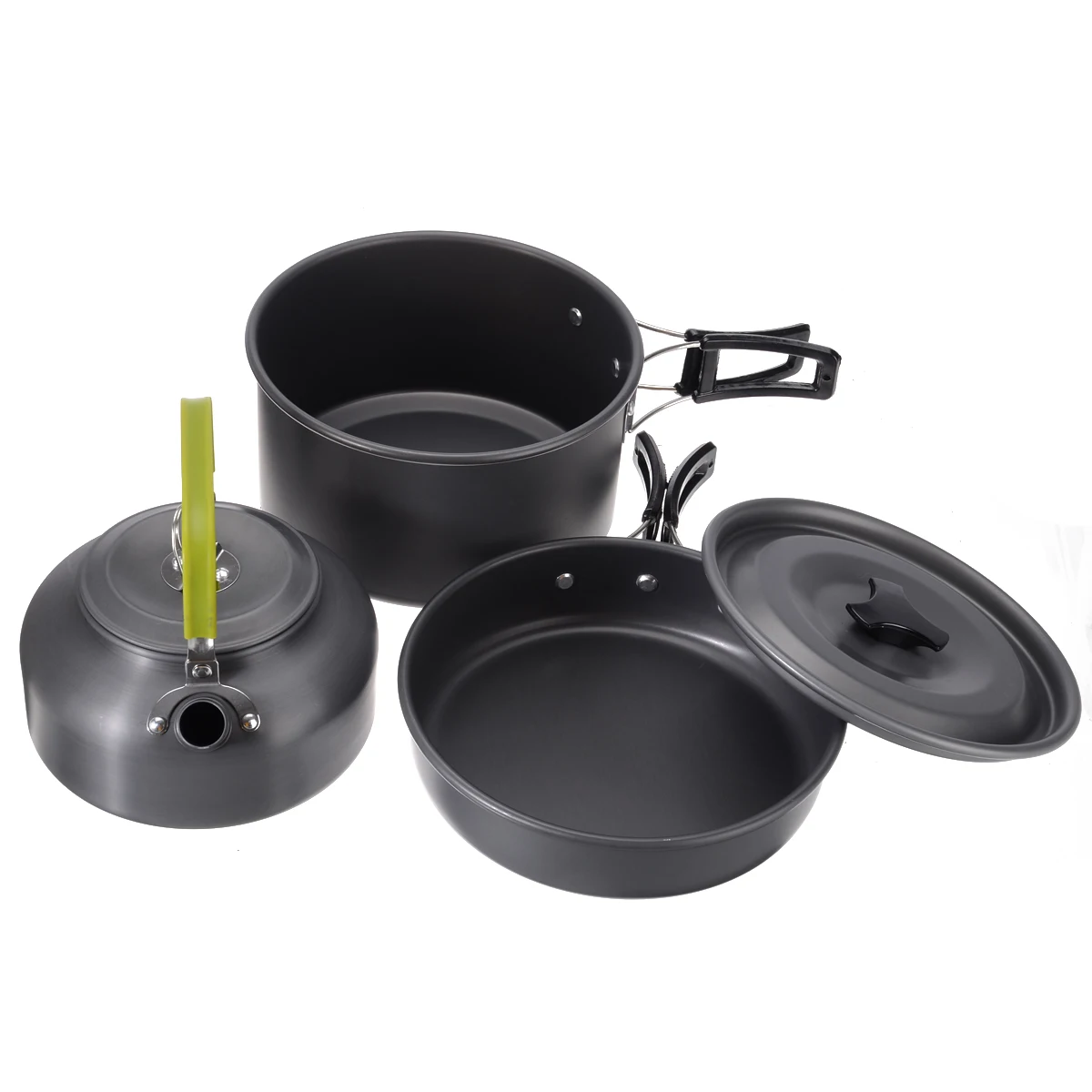 Camping Cookware Cooking Pots Frying Pan Set + Kettle 2-3 Person Utensils Outdoor Tableware