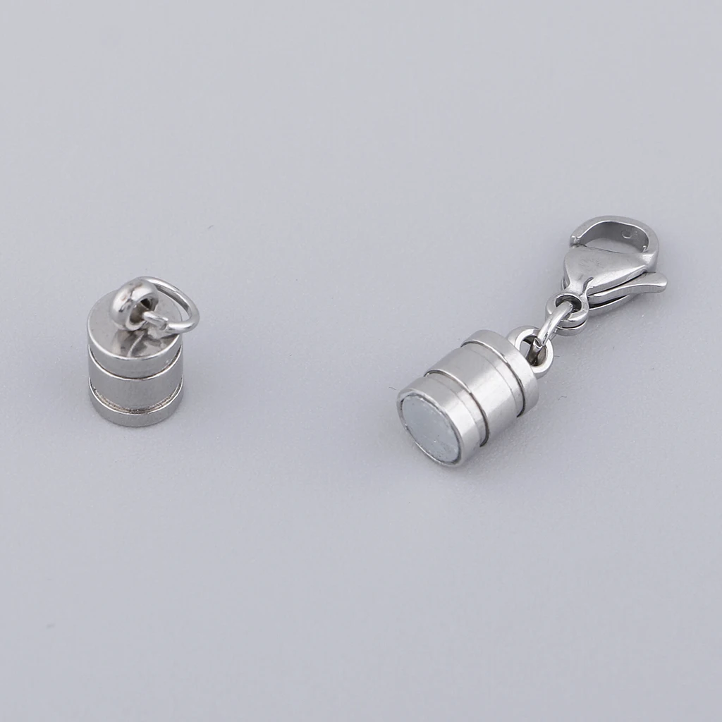 

5x Stainless Steel Ribbed Barrel Tube Lobster Clasp Converter 3.5cm
