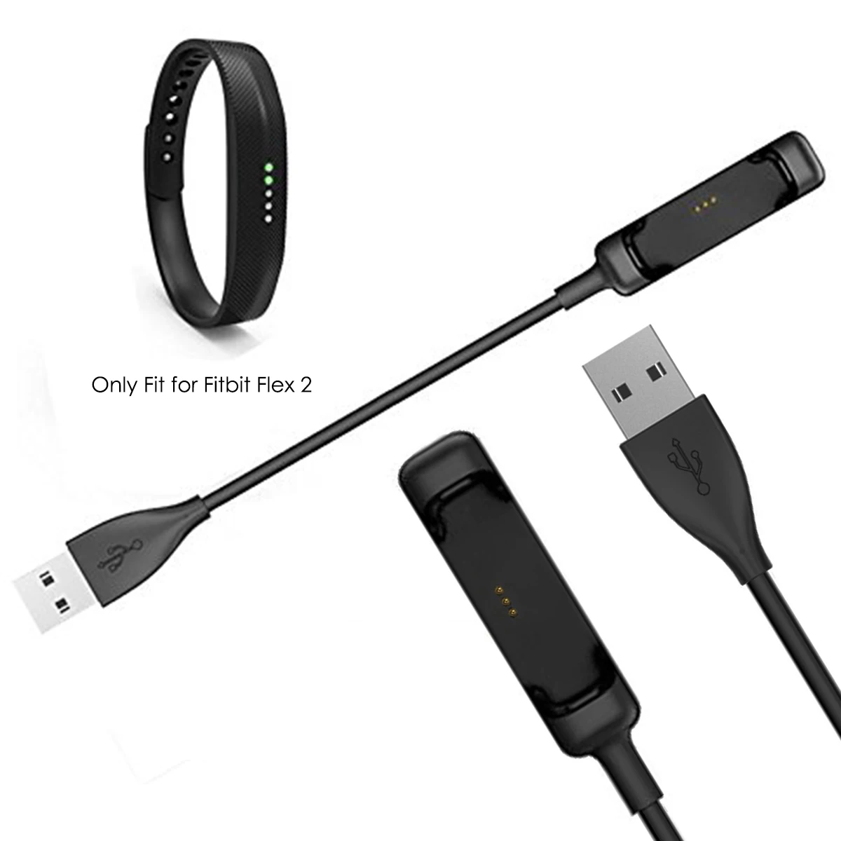 SOONHUA USB Charger Watch Wristwatch Cable Charging Cord Portable Chargers For Fitbit Flex 2 Replacement USB Charger