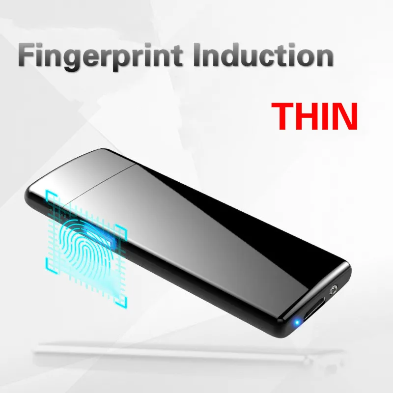 Latest-Ultra-thin-Fingerprint-Touch-Sensor-Cigarette-Lighter-Rechargeable-USB-Charging-Lighter-Spare-Electric-Wire