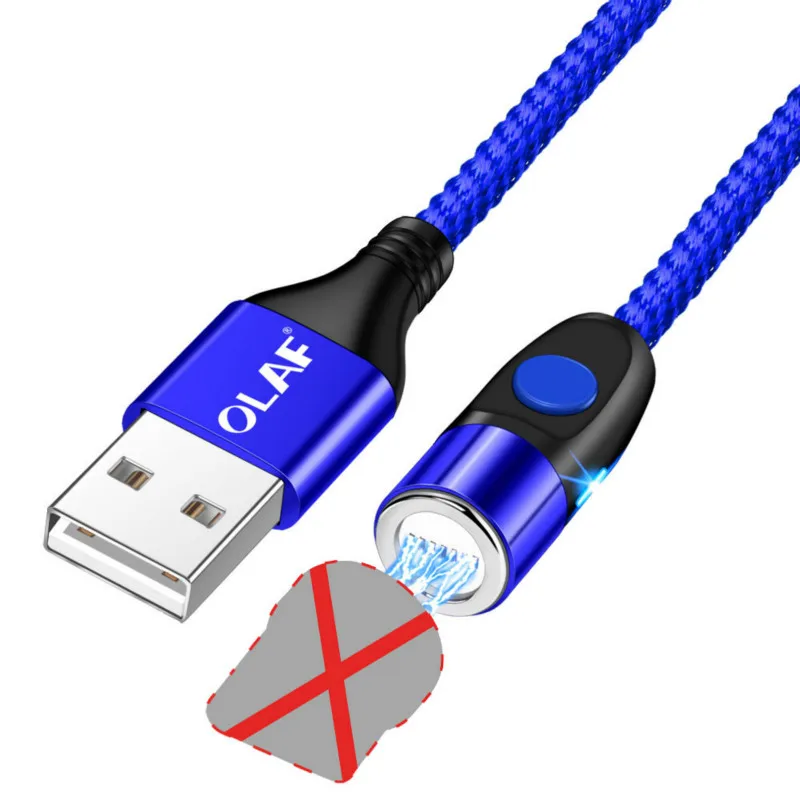 1M& 2M светодиодный магнитный кабель и кабель Micro USB и кабель usb type C нейлоновый Плетеный Тип C магнитное зарядное устройство, кабель для iPhone Xs Max - Цвет: only cable