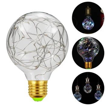 

2Pcs Bulbs Creative Colorful Decorative Transparent RGB Light Bulbs Copper Wire Bulbs for Bar Party Home