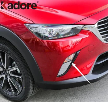 

For Mazda CX-3 CX3 2015 2018 2019 2020 ABS Chrome Front Bottom Fog Light Foglight Lamp Eyelid Eyebrow Cover Trim Accessories