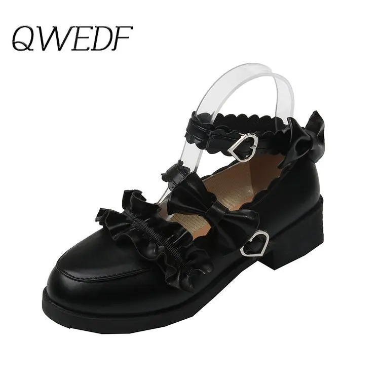 Милые женские сапоги горничной лолиты Кожаные Туфли с круглым носком Японская