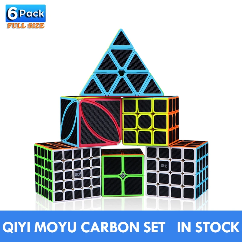 Smooth Puzzle Cube Qiyi 4PCS Speed Cube Set 2x2 3x3 4x4 Pyraminx Magic Cube 