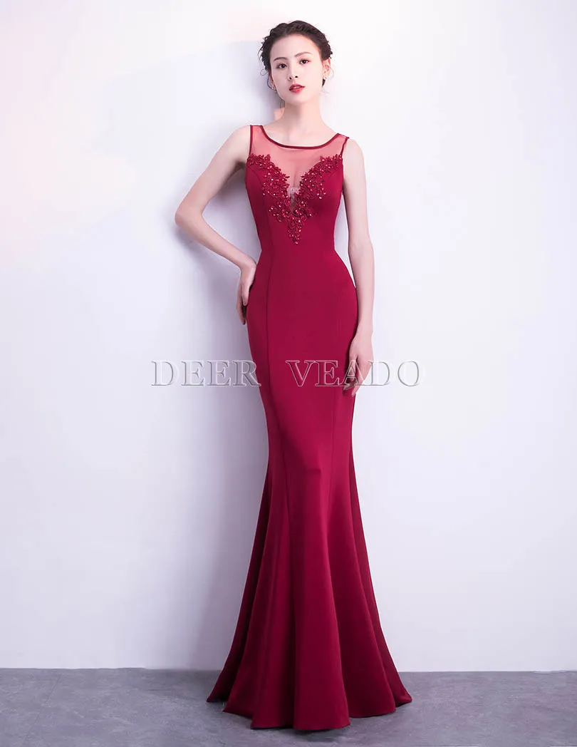 DEERVEADO сексуальные прозрачные длинные вечерние платья Robe De Soiree официальное вечернее платье вечерние платья-русалки платье K1005