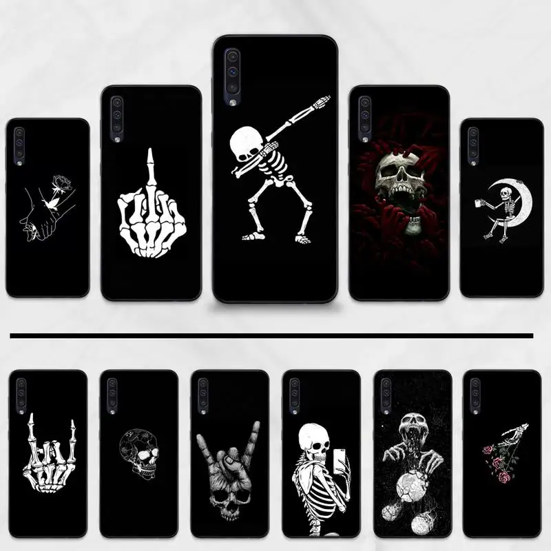 Simple skull funny logo Cover Black Soft Shell Phone Case For Samsung Galaxy A 3 6 7 8 10 20 30 40 50 70 71 10S 20S 30S 50S PLUS | Мобильные