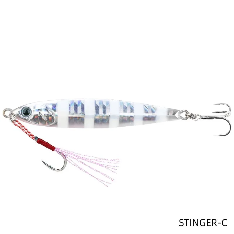 TSURINOYA STINGER 20 г/30 г/40 г металлическая жесткая приманка для рыбалки, зимняя приманка с крюком для соленой воды, длинная литая приманка для морского окуня, ледяная приманка - Цвет: STINGER-C