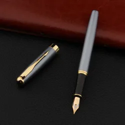 Elegant Black and Gold Fountain Pen - Premium Quality Stationery Gift - Bend Nib (Sky blue)