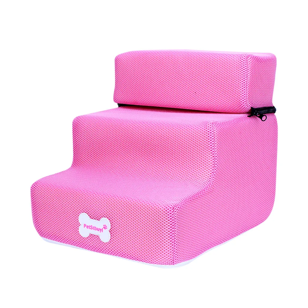Новая дышащая сетчатая складная лестница для питомца Съемная кровать для Питомца Кошка Собака пандус 3 ступени кровать для собаки моющиеся подушечки для домашних животных товары для собак - Цвет: Pink