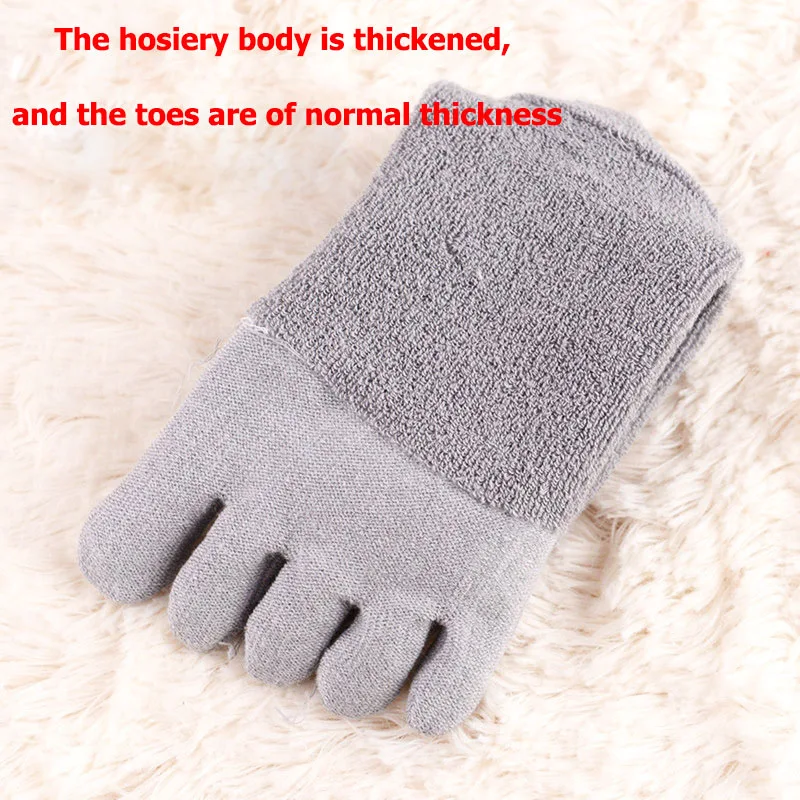 5 Pairs Winter Thermal Socks for Women Thicken Cotton Terry Five Finger Socks Solid Simple Breathable Warm Snow Socks with Toes 15 H3f6519f4b68a49c683c92cf942bbdb0ce