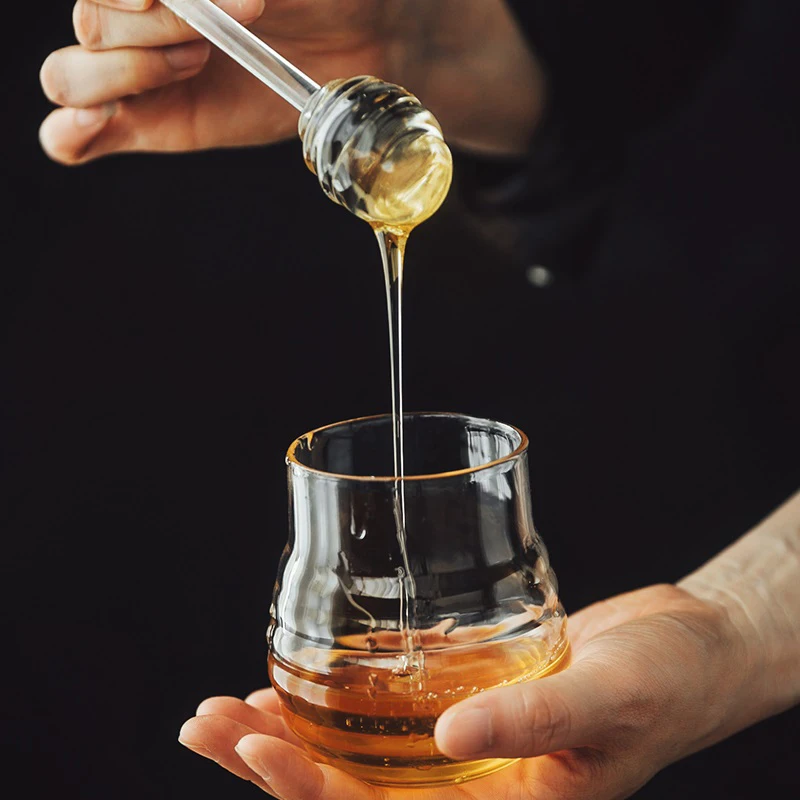 Transparent Glass Honey Jar with Dipper