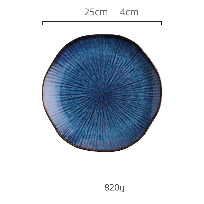 1 шт., KINGLANG, нордическая клиновая глазурь, голубой цвет, керамическая посуда, домашняя плоская тарелка, глубокое блюдо для стейка, обеденная тарелка для завтрака, большая миска - Цвет: 5