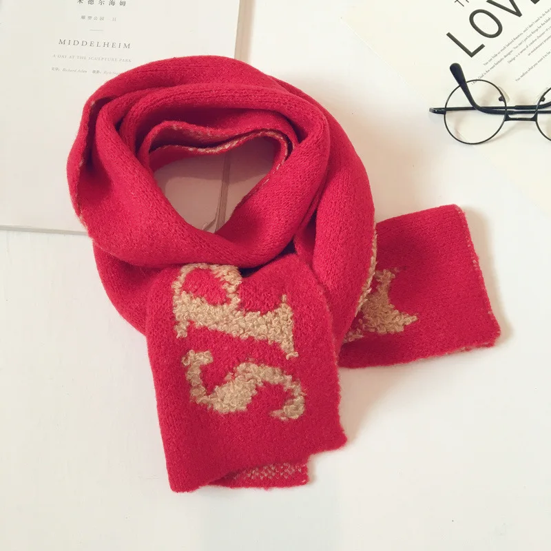 Pinkycolor с надписью Вязание шерстяной зимний шарф для детей, шарф для мальчика, девочки утолщенной Воротник шейный шарф