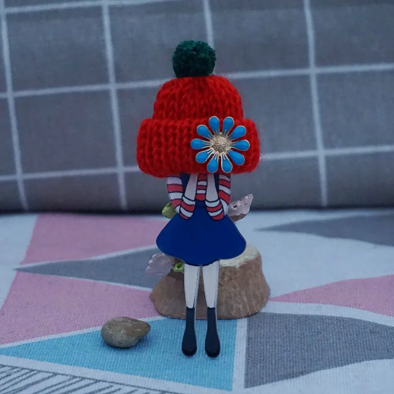 Милый рюкзак ручной работы кавайная акриловая шерстяная шляпа Цветочный значок