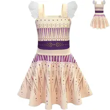 Снежная королева 2 костюмы с Анной для девочек платье принцессы Косплэй Эльзы вечерние платья для девочек Костюмы