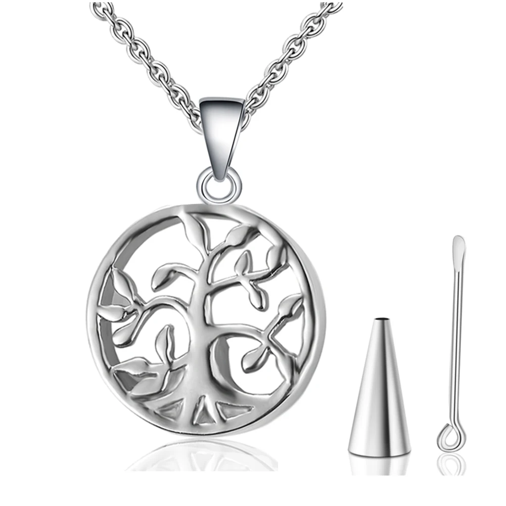 Унисекс нержавеющая сталь Древо жизни медальон кулон кремационной урны ожерелье