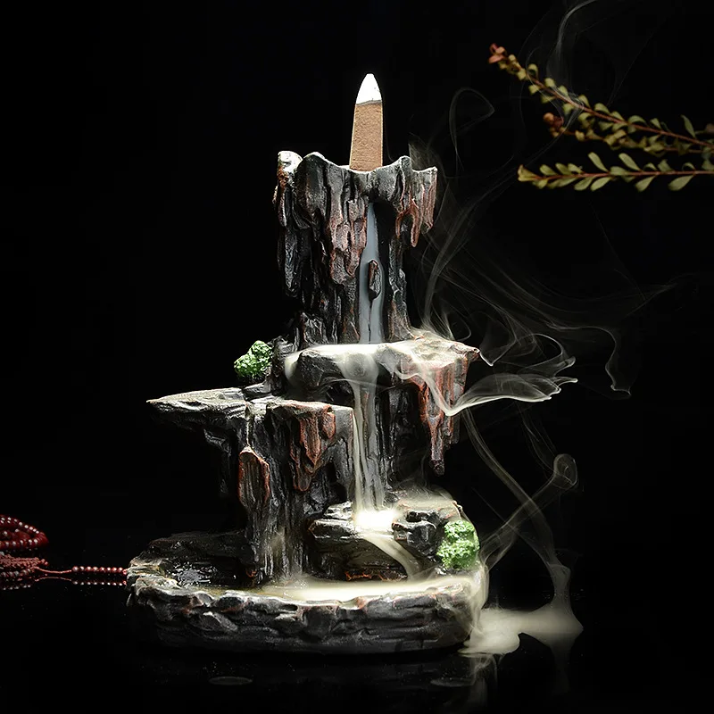 

Lofty Mountains and Flow-water Smoke Backflow Incense Burner Ceramic Rockery Creative Ornaments Censer Antique Incense Burner
