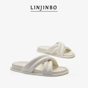 

White Cross Strap Flat Slippers Women White Open Toe Sandals Women 2020 Summer New Casual Slip-on Beach Party Women Shoes
