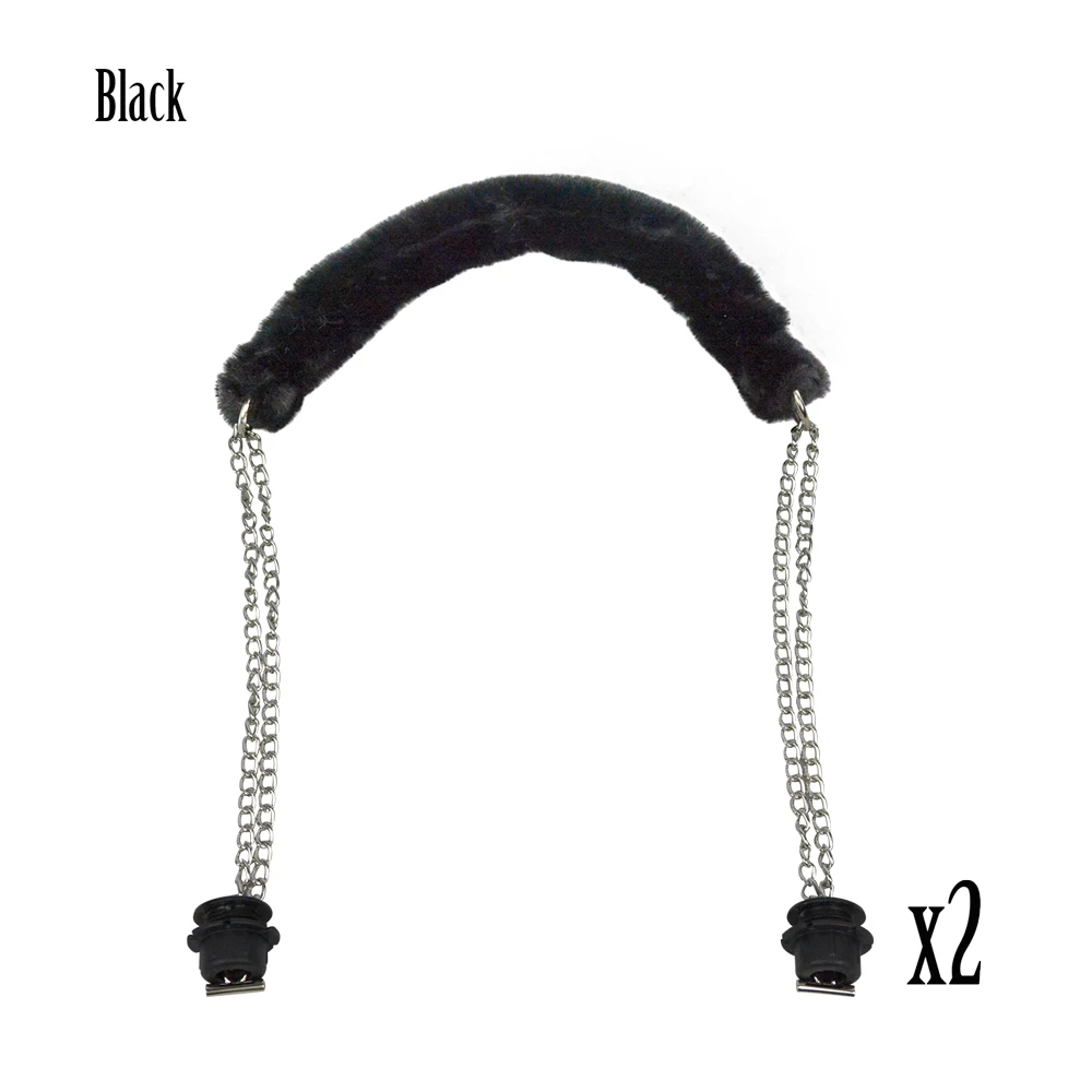 Новинка Tanqu 1 пара длинный искусственный ремень из меха ручка из металлической цепочки с черным винтом двойная металлическая цепь для O сумка для EVA Obag женская сумка - Color: black