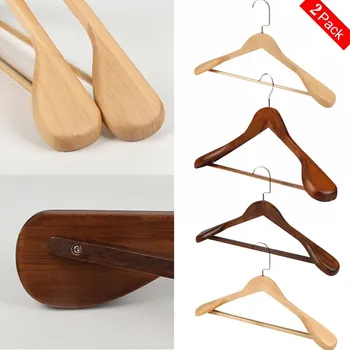 

2PC High-Grade Wide Shoulder Wooden Coat Hangers - Solid Wood Suit Hanger clothes rack clothes dryer сушилка для белья 2019