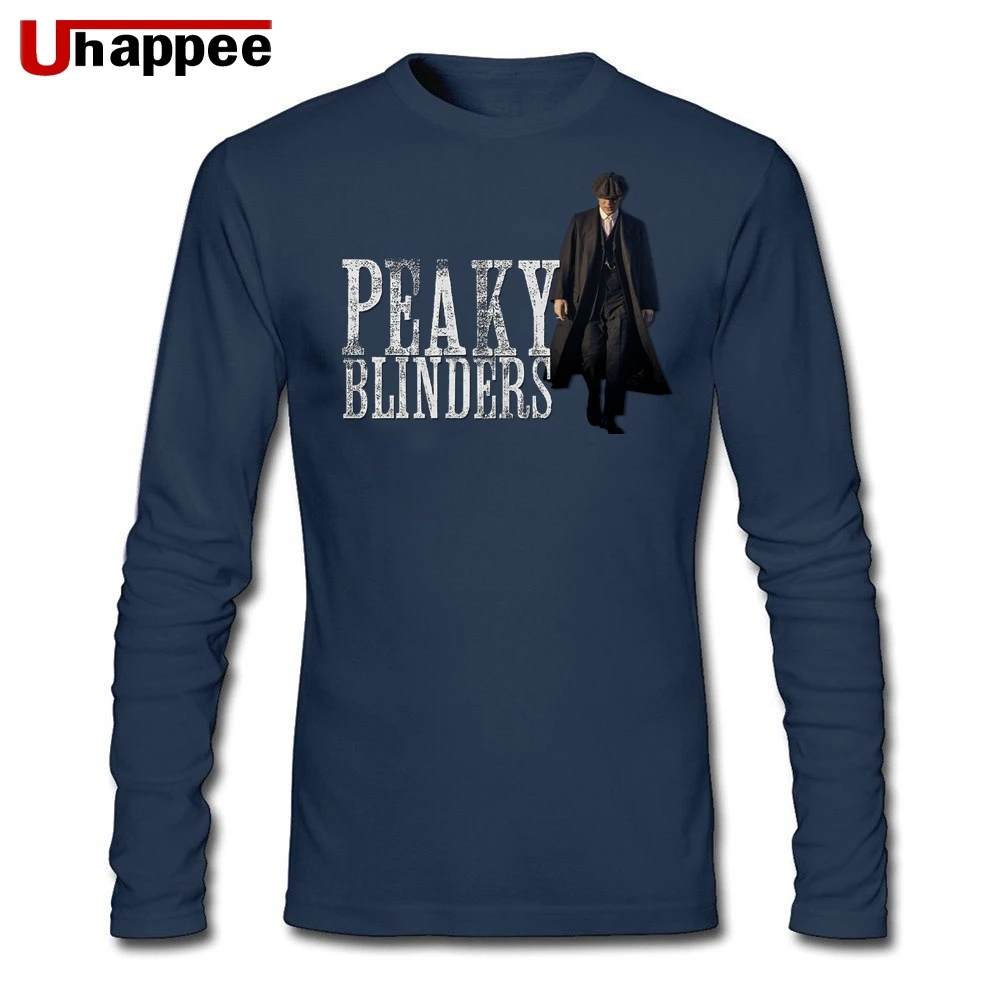 На заказ Peaky футболки с надписью Peaky blinders для мужчин подарок на Хэллоуин для мужчин с длинным рукавом Осень на заказ плюс размер рубашка первоклассника - Цвет: Navy