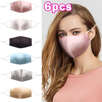 

6pcs Summer Ice Silk Mask For Men And Women Washable Reusable Mouth Cover Ultrathin Double-deck Sunscreen Face Mask Oc6