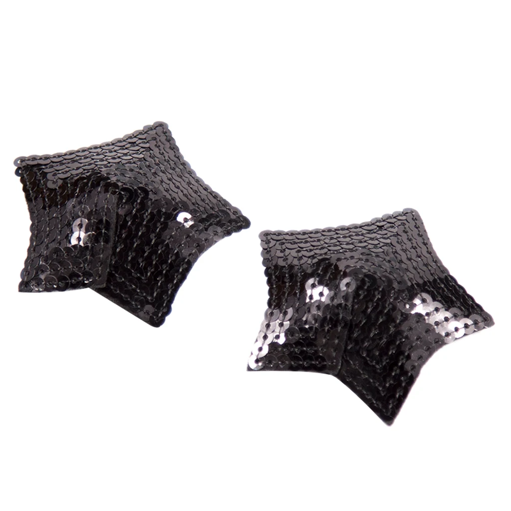1 Pair Women Star Shaped Sparkling Sequins Nipple Covers/Breast Petal Pasties Adhesive and Reusable Stickers Bra Pad Patch