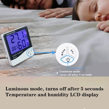 

HTC-1 HTC-2 HTC-8 LCD Digital Temperature Humidity Meter Indoor Outdoor Hygrometer Thermometer Weather Station Clock Alarm
