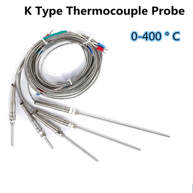

1 Pcs 2 Meter K Type Thermocouple Stainless Steel Probe Thermocouple Threads Size 8mm Thermocouple 0~400C Temperature Sensor
