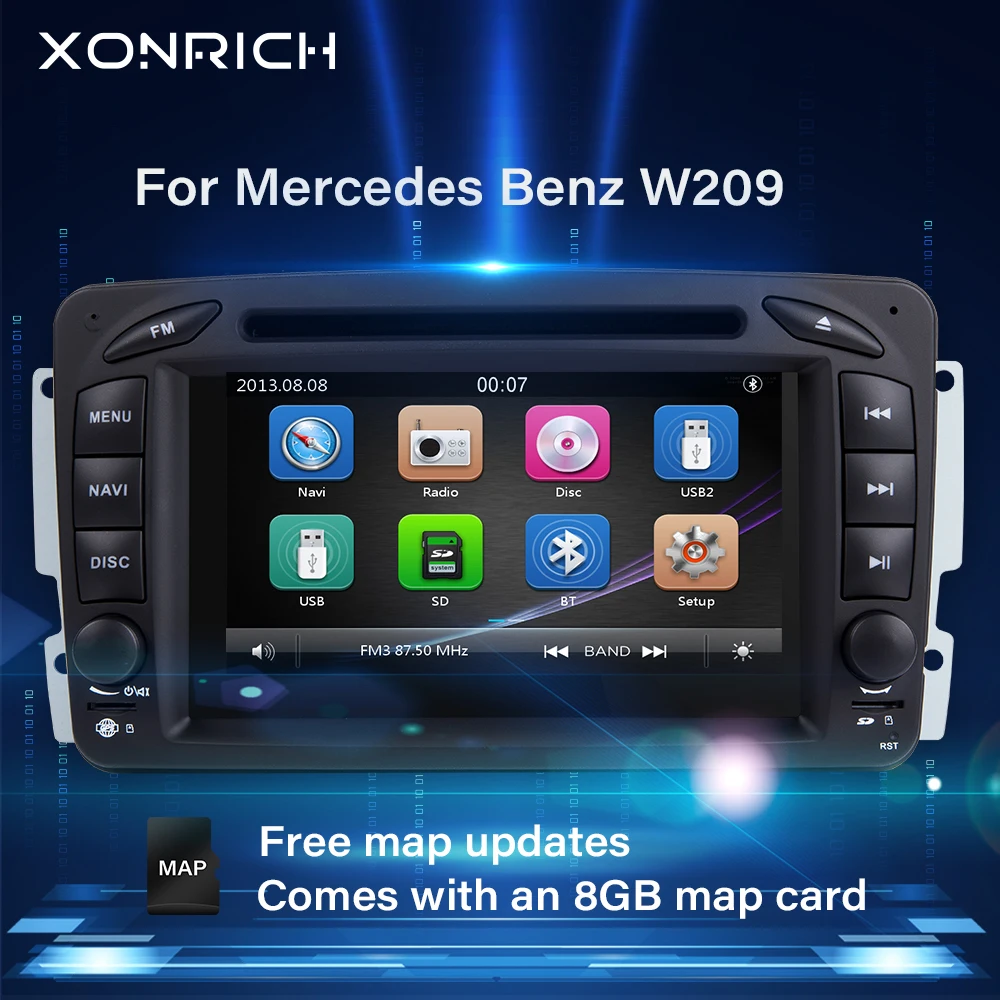 Автомобильный мультимедийный DVD плеер Xonrich 2 Din для Mercedes Benz W168 Vito W639 Vaneo W209 M/MLW463