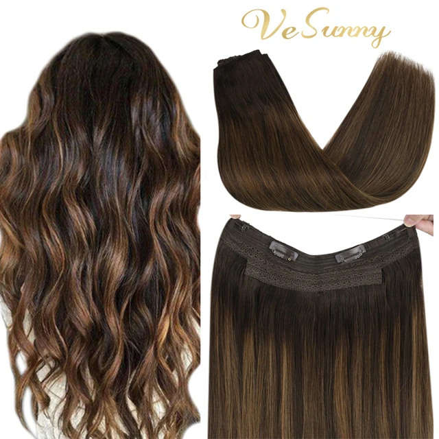 Human Hair Crown Extensions Blonde Hair Extensions Invisible Real Human Hair Double Weft Halo Real Hair Extensions Human Hair 2-2-6