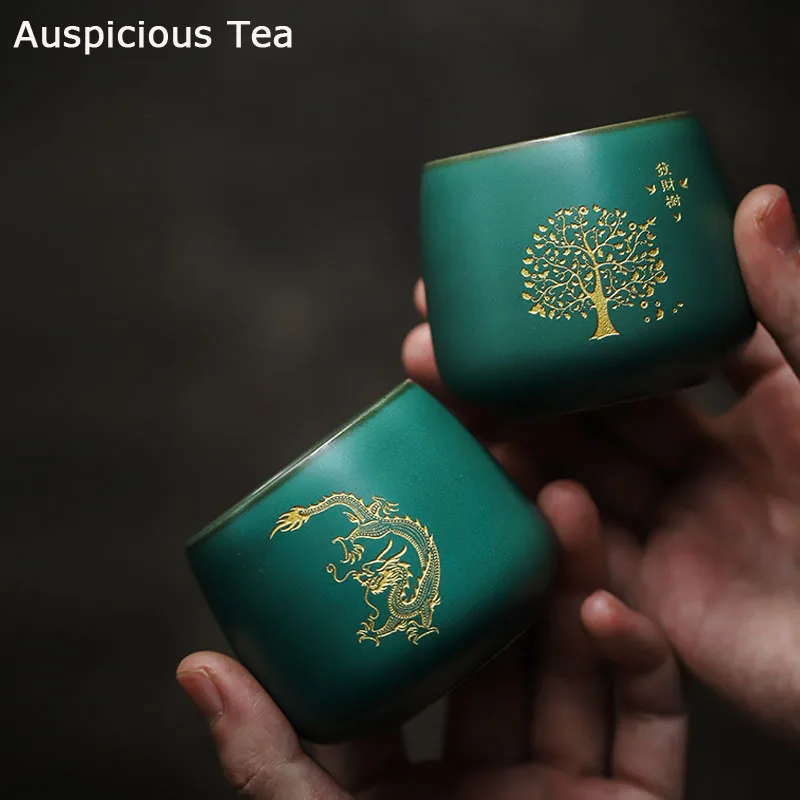 120ml Japanese Style Turquoise Coarse Ceramic Creative Personal Cup Large Capacity TeaCup Master Tea Ceremony Drinkware Gift | Дом и сад