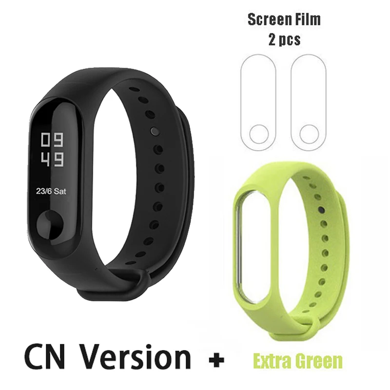 Xiaomi mi-браслет 3, умный Браслет mi Band 3, спортивный фитнес-трекер, 0,78 дюйма, OLED сенсорный экран, mi 3 - Цвет: CN add green film