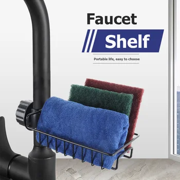 

Sponge Storage Drainer Shelf Sink Rags Racks Hollowed Faucet Sponge Supplies for Household Kitchen Tray Accessories