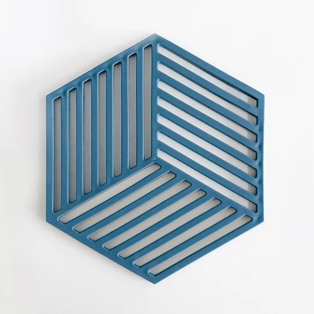 Hot Pad Stand Mug Cup Mat   Heat-Insulated Bowl Placemat  Desktop Eco-Friendly  1PCS Chic Silicone Coaster Hexagon Green Line 1 piece