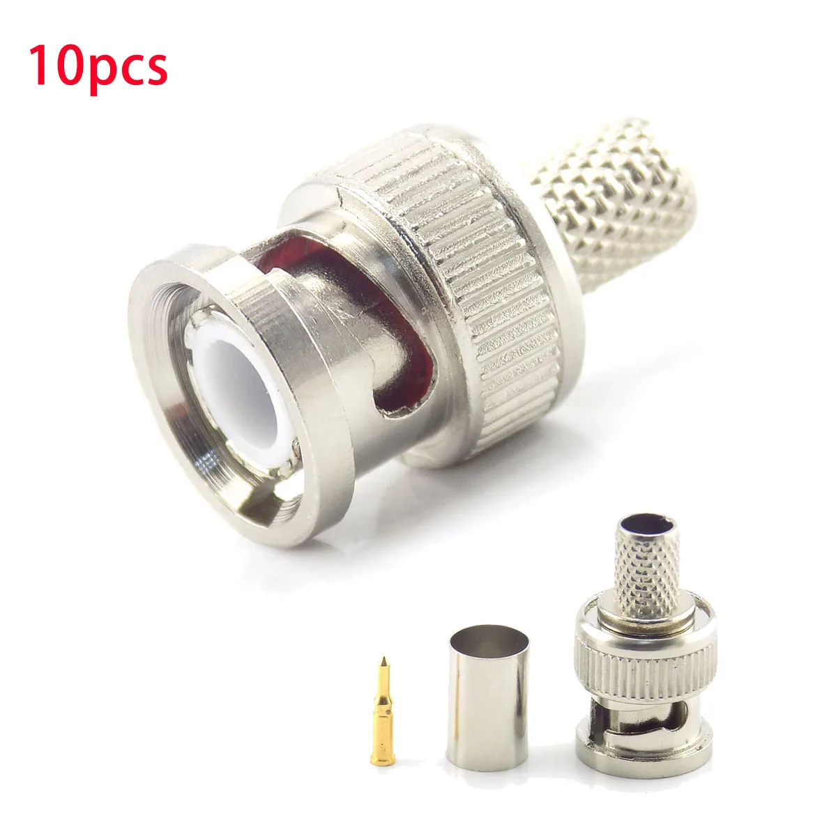 

10Pcs 3 In 1Coupler Crimp Connector Bnc Male Connector To Coax Rg59 Connector Cable for Cctv Camera Accessories K8